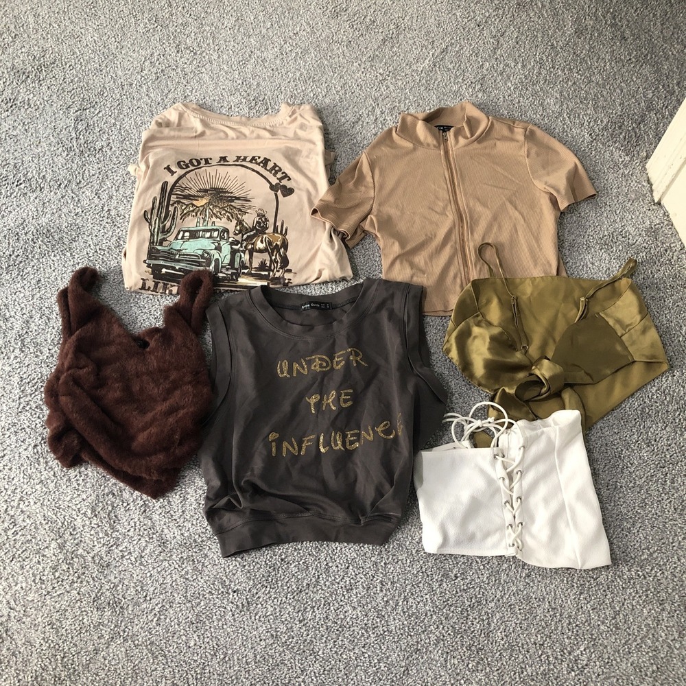 Woman's‎ Crop Top Shirts Tank Tops Size Small medium  shein types Lot Set Of 6